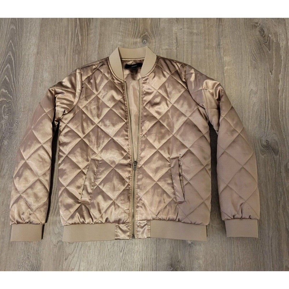 Forever 21 Size Small, Quilted Bomber Jacket/Coat, Metallic Gold, Lightweight